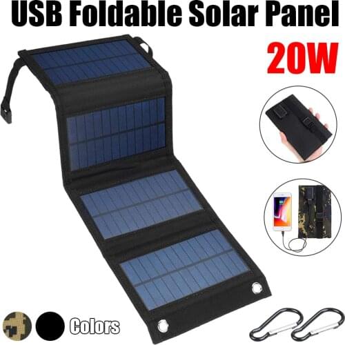 20W Foldable Solar Panel Solar Cell Portable Folding Waterproof 5V USB Solar Panels Charger Outdoor Mobile Power Battery Charger