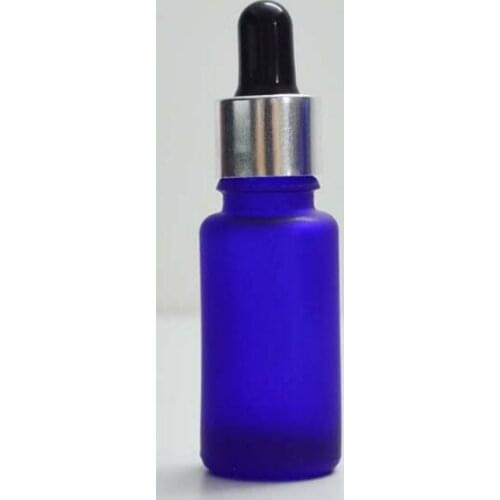 200pcs 15ml Frosted blue glass essential oil bottle with dropper cosmetic packaging, dropper glass bottle