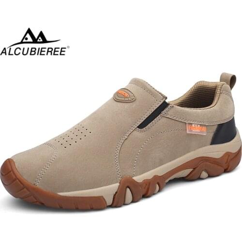 ALCUBIEREE Spring Mens Outdoor Anti Skid Boat Shoes Climbing Mountain Trekking Hiking Shoes Male Casual Slip-on Walking Footwear