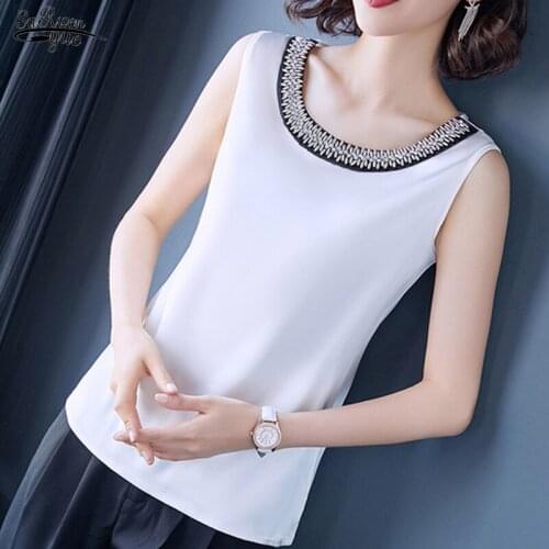 Summer New Solid Silk Women Blouse Fashion O Neck Plus Size Satin Women Blouses Embroidery Loose Shirt Tops Female Blusas 13741