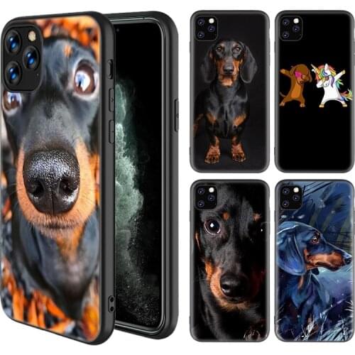 Dachshund Dog Cases for Apple iPhone 12 Mini 11 Pro X XS MAX XR 7 8 6 6S Plus 5 5S SE 2020 Black Silicone Phone Couvre