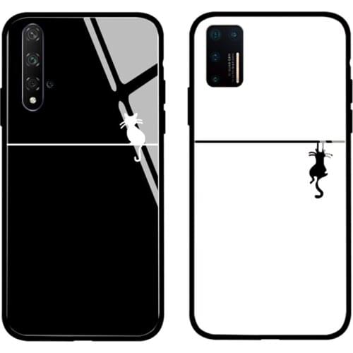 For VIVO X60 X51 X50 X30 X27 X23 Pro Plus + Case Luxury Cat shadow Hard Tempered Glass Cover For VIVO X21S X21 ud X20 Plus x50e