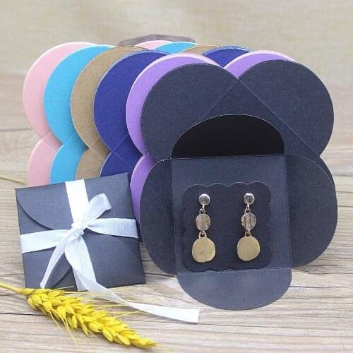 Flower budDIY 10pcs with white ribbon Various Colors Earring Cards Eardrop Display Package Supply Bag Box Fashionable Paper Card