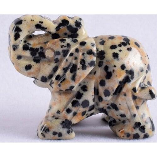 Dalmatian Mini Figurine Natural Stone Elephant Carved Craft Animals Statue Decor Chakra Healing Crystal Feng Shui Decor Gift
