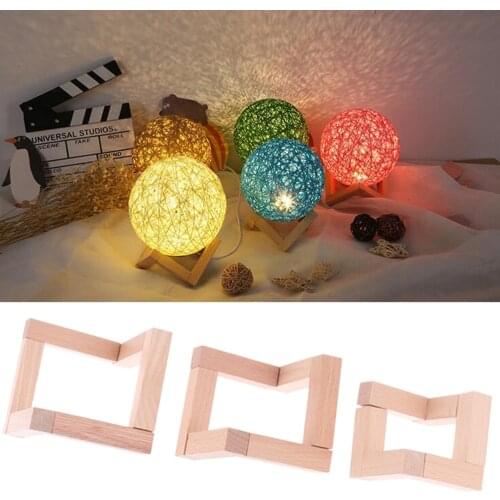 1PC Solid Wood Bracket Moon Shaped Lamp Holder Ball Solid Shaped Light Stand Base Fittings Home Decoration