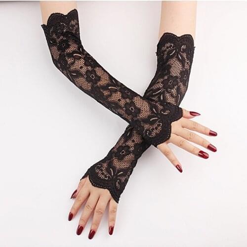 Fingerless Sun Protection Long Gloves For Women Floral Lace Summer UV Protection Arm Warmers Sleeves Sunscreen Outdoor Gloves