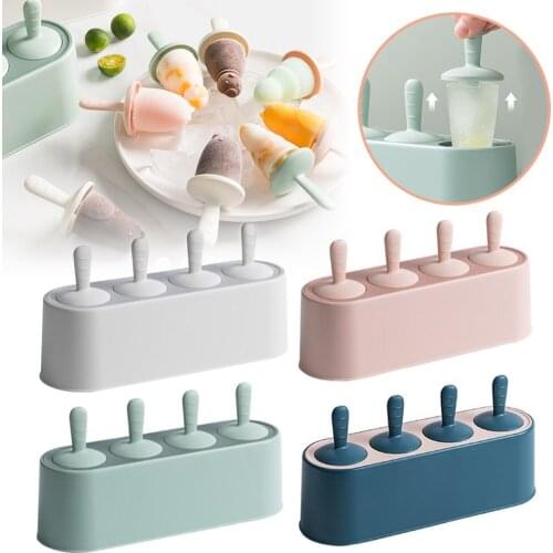 Ice Cream Mold Popsicle DIY Tool Silicone 4-hole Ice Mold Baby Dessert Tool