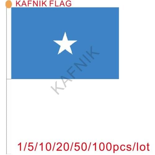 KAFNIK ,10/20/50/100pcs Somalia hand Flags 14*21CM with Plastic Hand Held
