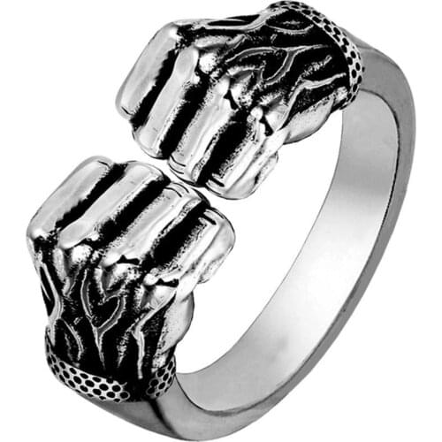 Yungqi Punk Fist Clenched Hand Rings Opening Adjustable Love Forever Finger Ring Jewelry Gift For Women Men Anillo Hombre BijouX