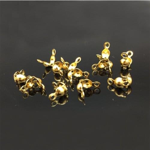 50pcs/lot Gold Tone Stainless Steel End Crimps Beads Tips Fit Ball Chain 7.4mm DIY Jewelry Making Findings