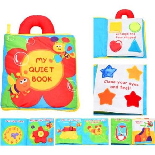 Multi functional flower 3D cloth book baby puzzle cloth handle recognize color shape learn to dress