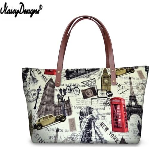 Fashion Womens Hand Bag London Pattern Printing Single Shoulder Totes Ladies Beach Bag Female Zipper Shopping Handbags