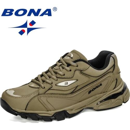 BONA 2020 New Designers Cow Split Running Shoes Men Outdoor Sport Shoes Man Training Fitness Shoes Male Walking Jogging Footwear