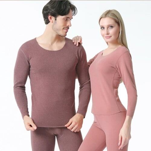 New 2021 Double Side Fleece Womens Thermal Underwear Set Plus Size Mens Winter Clothes Warm Long Johns Suit Female Second Skin