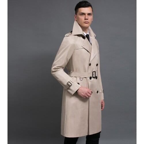 New Long Style Mens Coat Spring And Autumn Double Breasted Solid Color Mens Jackets And Coats Plus Size 6xl Slim Man Trench