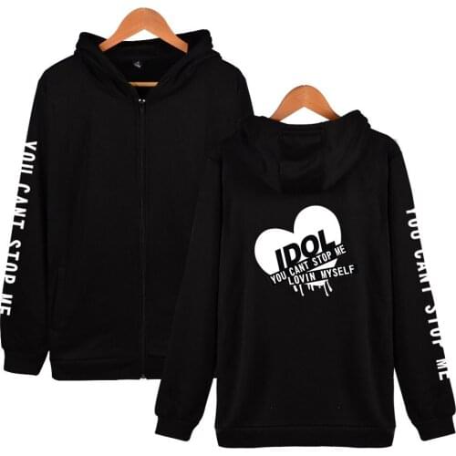 New Fashion Kpop Bangtan Hoodie Sweatshirt IDOL You Can't Stop Me Love Myself womens Bangtan Boys hooded Zipper Hoodies Jacket