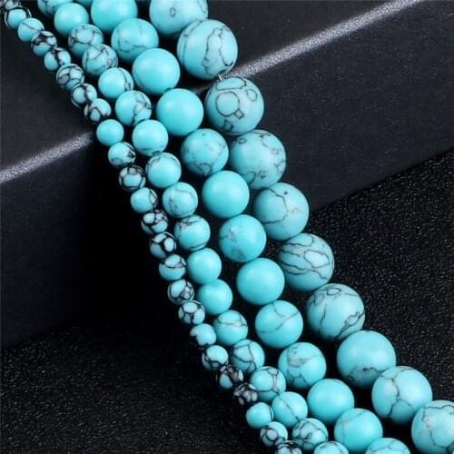 Wholesale Light Blue Turquoises Natural Stone Loose Spacer Beads For Women/Men Jewelry Making Bulk Accessories 10mm/8mm/6mm/4mm