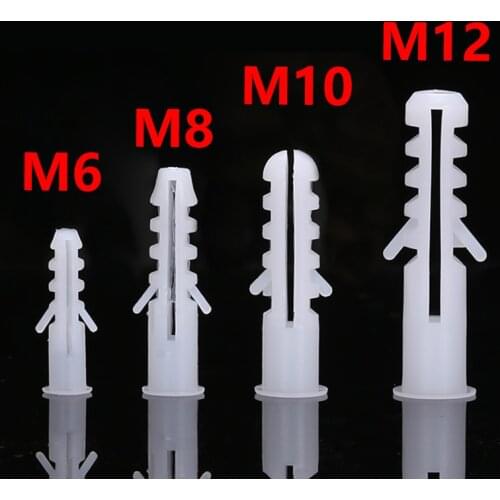 M5 M6 M8 M10 M12 Plastic Expansion Tube Wall Anchor Tube Head Screw Expansion Plugs for Self-tapping Screws Nylon Rubber Stopper