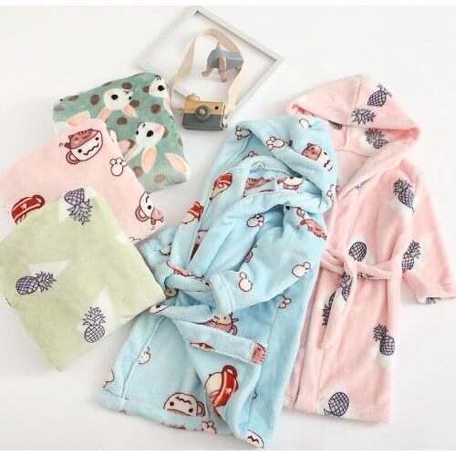 Rainbow Bath Robe For Girls Pajamas Animal Hooded Robes Children Dressing Gown Boys Sleepwear Kids Bathrobe Childrens Clothing