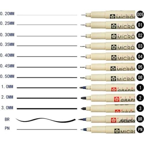 Sakura Professional Pigma Art Marker Pen For Drawing Sketch Archival Black Ink Brush Stationery Animation Art Supplies