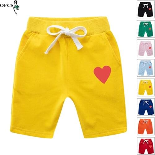 Hot 2-12Years Boys Gilrs Clothes Fashion Childrens Short Summer Cotton Love Casual Elastic Waist Shorts For Active Sports Pants