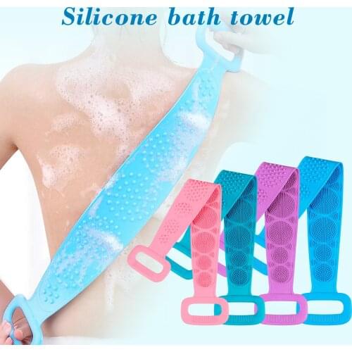 Silicone Bath Towel Back Scrubber Soft Bath Belt Body Exfoliating Massage For Shower Body Cleaning Bathroom Shower Strap