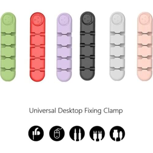 Qute Bear Silicone Desktop Cable Fixer Data Cable Arrangement Fixed Earphone Clip Wire Storage Artifact Cable Organizer