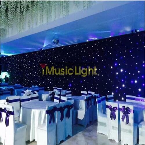 Tianxin LEDS 6mx8m DMX LED Starcloth System, Black Cloth Blue+White LED Curtain Backdrop Fireproof Fabric