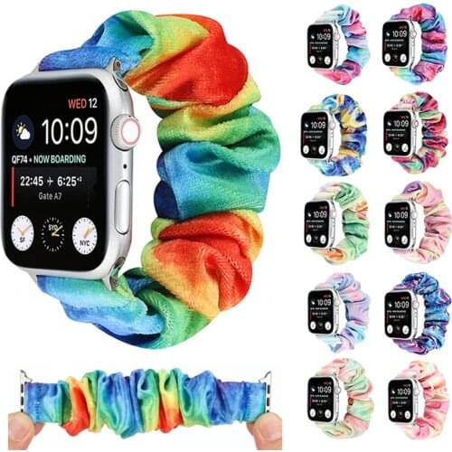 Fabric Elastic Strap for Apple Watch iwatch 6 5 4 3 2 1 SE 38mm 42mm 40mm 44mm Women Girls Fluffy Scrunchie Replacement Band
