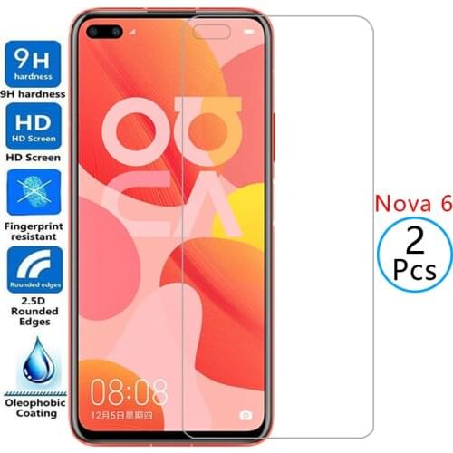 Protective tempered glass for huawei nova 6 5g screen protector on nova6 film huawey huwei hawei huawi huawe huawai hawawi honor