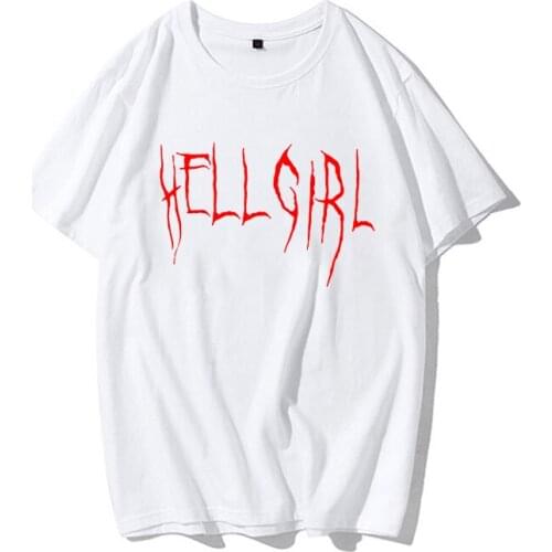 Womens T-shirt Hell Girl Summer Punk Gothic Fashion Top Tee Hip Hop O-Neck Short Sleeve Casual Ulzzang Letter Print T-shirt