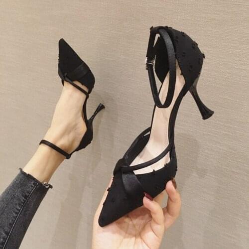 2020 spring and summer all-match pointed toe stiletto sexy net red single shoes shallow mouth fashion work shoes womens shoes