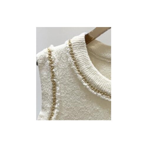 2021 Spring and Summer New Womens Round Neck Sleeveless Tweed Top SW5100