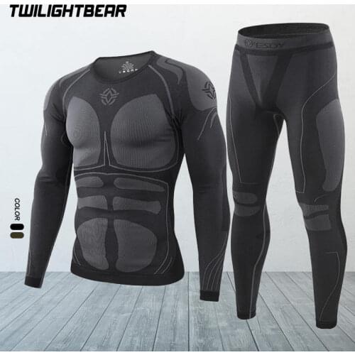 Winter Mens Sport Thermal Underwear Suit Fleece Warm Breathable Outdoor Underwear Set Men Elastic Quick Drying Long Johns AJ200