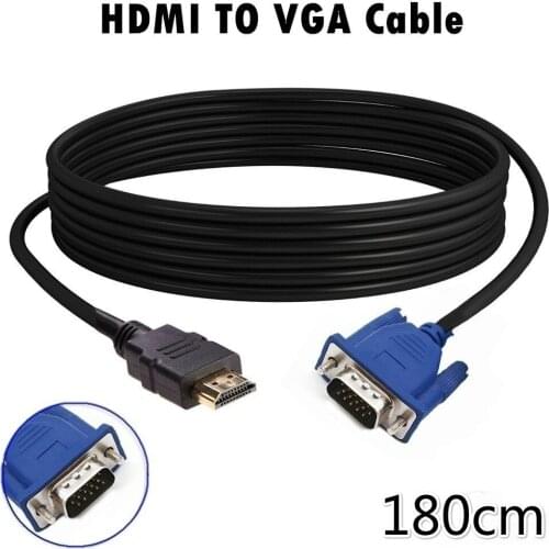1pcs 180cm Computer Components HDMI Cable HDMI To VGA 1080P HD with Audio Adapter Cable HDMI TO VGA Cable Accessories