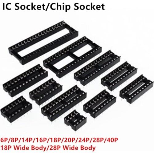 10pcs IC Sockets 6P 8P 14P 16P 18P 20P 24P 28P 32P 40P Pins Connector