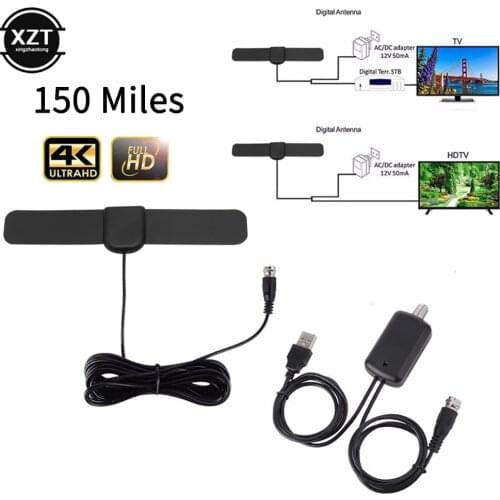 150 Miles HDTV Indoor Universal TV Antenna DVB-T2 ATSC 1080P Digital Amplifier High Gain Satellite Receiver Built-in Car Antenna