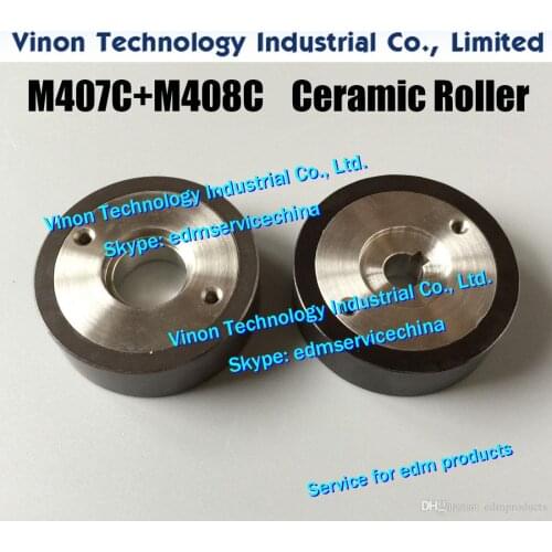 2pcs) M407C+M408C EDM Pinch Roller+Capstan Roller Set D57x18t (Black Ceramic type) X058D340G51+X058D339G51 for Mitsubishi DWC-F