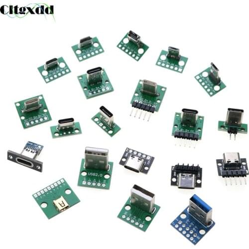 Cltgxdd 20models 20pcs Vertical Mini Micro USB 2.0 3.0 Type C Female Male Connector PCB Converter Adapter Breakout Test Board