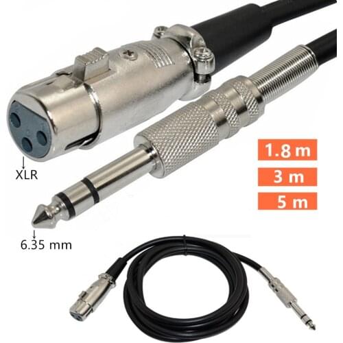 3 Pin XLR Female to 6.3mm (1/4 Inch) TRS Stereo Jack Male M/F Balanced MIC Microphone Audio Interconnect Cable