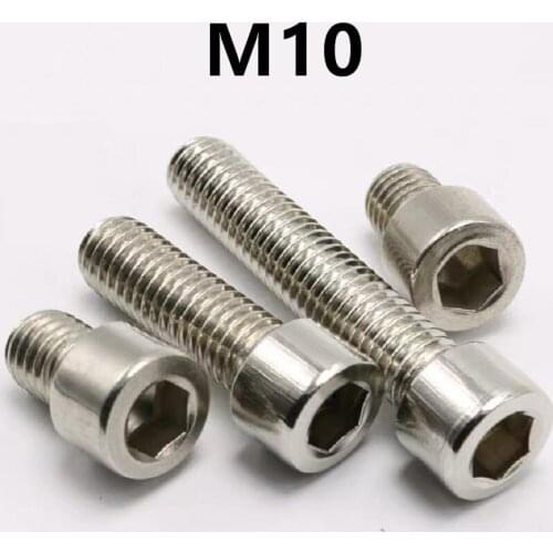 5PCS DIN912 M10x20/25/30/35/40/45/50/55/60/65/70/80/90mm GB70.1 Stainless Steel Screws Allen Hex Socket Head Screw Bolt Fastener