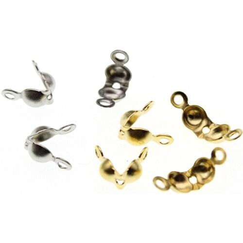 50pcs 2.5x5mm 4x7mm Stainless Steel End Crimps Beads Ball Chain Connector Clasp for Bracelet Necklace DIY Jewelry Making Finding