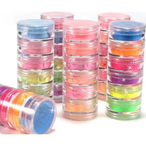 6 Color/set Neon Pigment for Nails Night Fluorescence Effect Nail Glitter Neon Dust Nail Art Decor Dipping Powder DIY Design