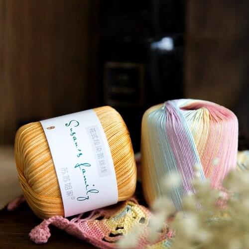 6pcs 50g/ball Section dyed rayon cotton hand-made DIY knitting bag material package color gradual change wool mass Crochet