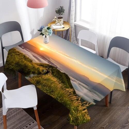 Customizable 3D Tablecloth SKY Dusk Landscape Pattern Washable Cloth Rectangle Round Table Cover Party Wedding Decoration