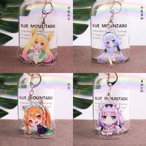 Anime Kobayashi-san Chi no Maid Dragon on Cartoon KannaKamui Two-sided Printed Keychain Cos Pendant Decor Keyring New Gift 1pcs
