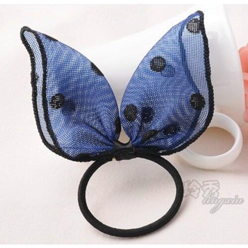 Satin Rabbit Ears Bow Elastic Elastico Hair Rope Cute Women Girls Hair Accessories Scrunchie Ponytail Ties Hairbands 4/lot