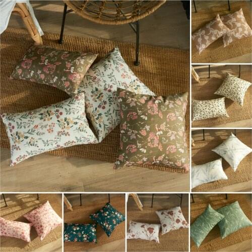 New 30X50/45X45CM Outdoor Pillows Case Waterproof Cotton Cushion Cover Country Style Floral Prints Sofa Throw Pillows Home Decor