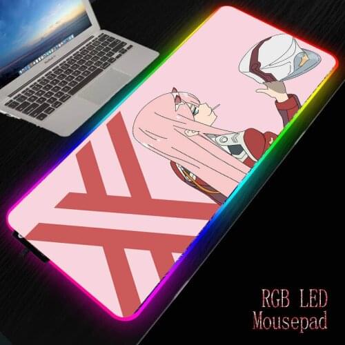 Darling In The Franxx Anime RGB Gaming Mousepad for PC Laptop Gamer, Large/Medium/Small Keyboard Carpet Mat Mouse Pad Table Rug