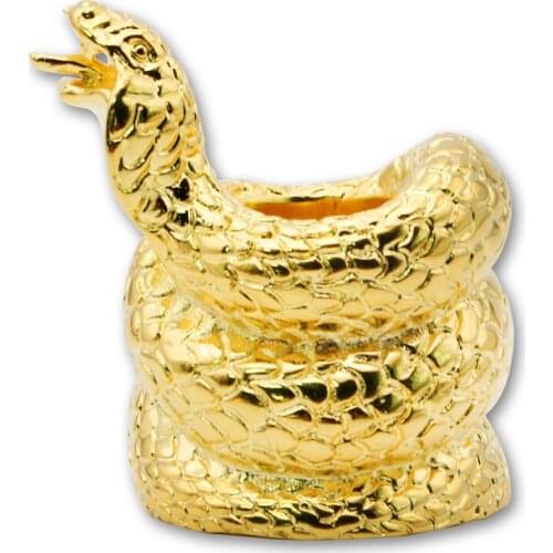 Golden cobra Pattern Cigar Holder Sterling Copper Ring Jewelry Portable Cigarette Travel Stand 1 Cigar Ashtray Fit COHIBA